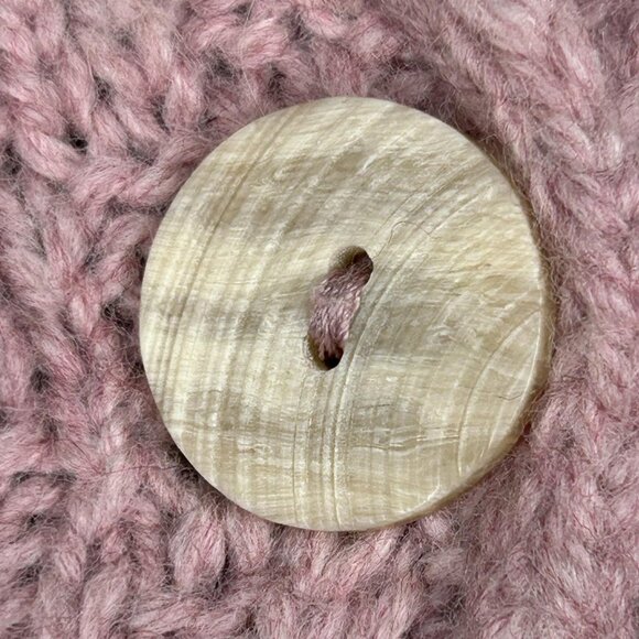 Aran Woollen Mills Sweater Womens Large Pink Merino Cable Knit Cardigan Ireland - Picture 6 of 13